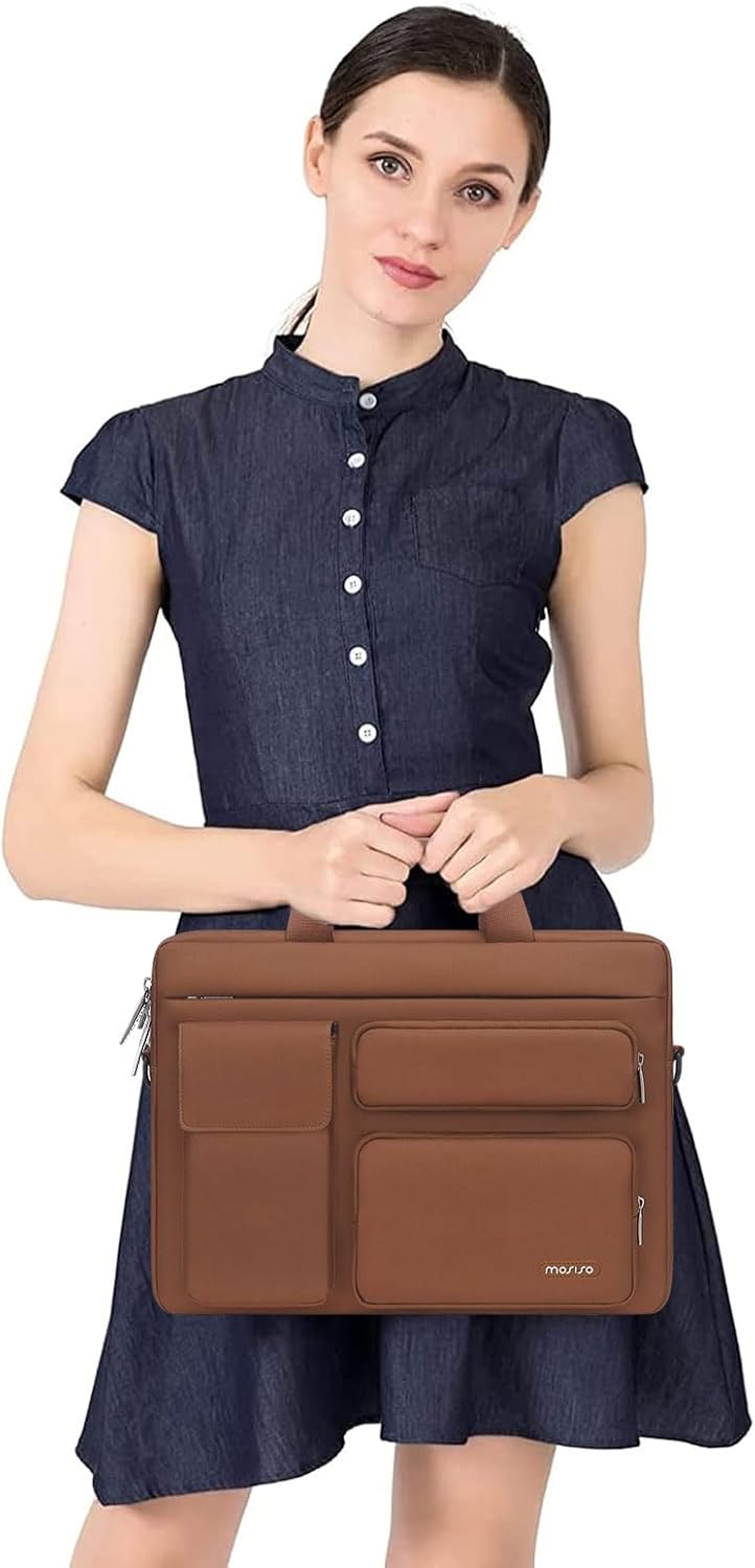 MOSISO Laptop Bag 16 inch, 15-15.6 inch Computer Shoulder Bag Compatible with MacBook Air 15 M4 M3 M2/Pro 16 M4 M3 M2 M1, Notebook &2 Raised&1 Flapover&1 Horizontal Pocket&Handle&Belt, Navy Blue