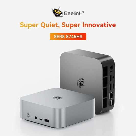 Beelink SER8 Mini PC, AMD Ryzen 7 8745HS(4nm, 8C/16T) up to 4.9GHz, Mini Computer 32GB DDR5 RAM 1TB M.2 NVME SSD, Desktop PC 4K@120Hz Triple Display, Mini Gaming Computer WiFi6/BT5.2/2.5Gbps/W-11 Pro - PuriLite