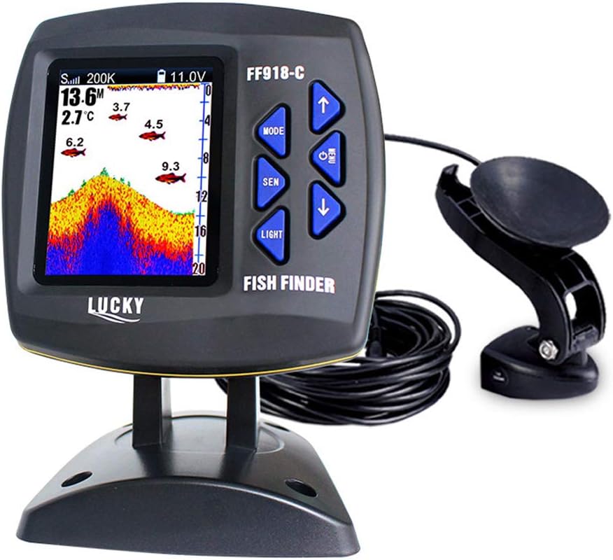 FF918-C100DS Color Screen Wired Fish Finder Dual Frequency 328ft/100m Water Depth Boat Fish Finder ZDHF