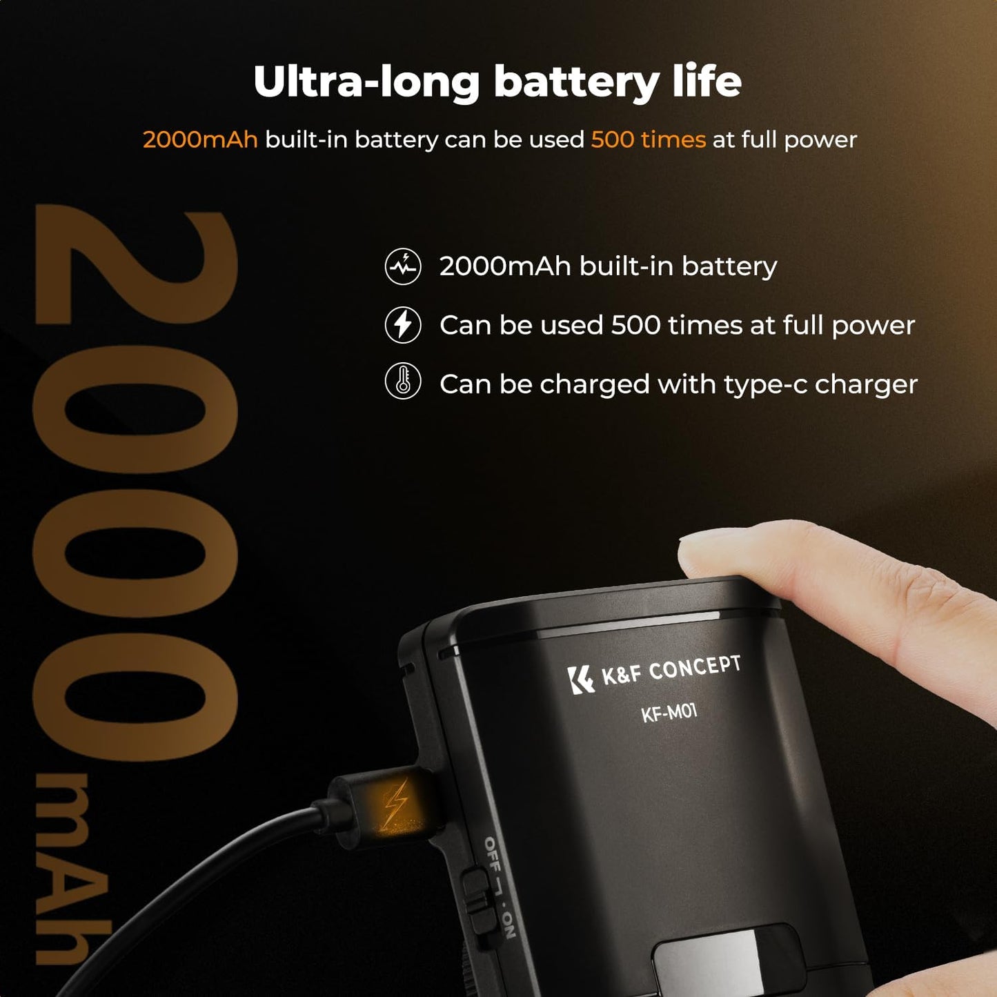 K&F Concept Camera Flash Light, Camera Speedlite GN12/5600K, Built-in 2000mAh Battery for Canon/Fujifilm/Sony/Nikon/Olympus and Other DSLR Digital Cameras, Speedlight with Single Contact Hot Shoe