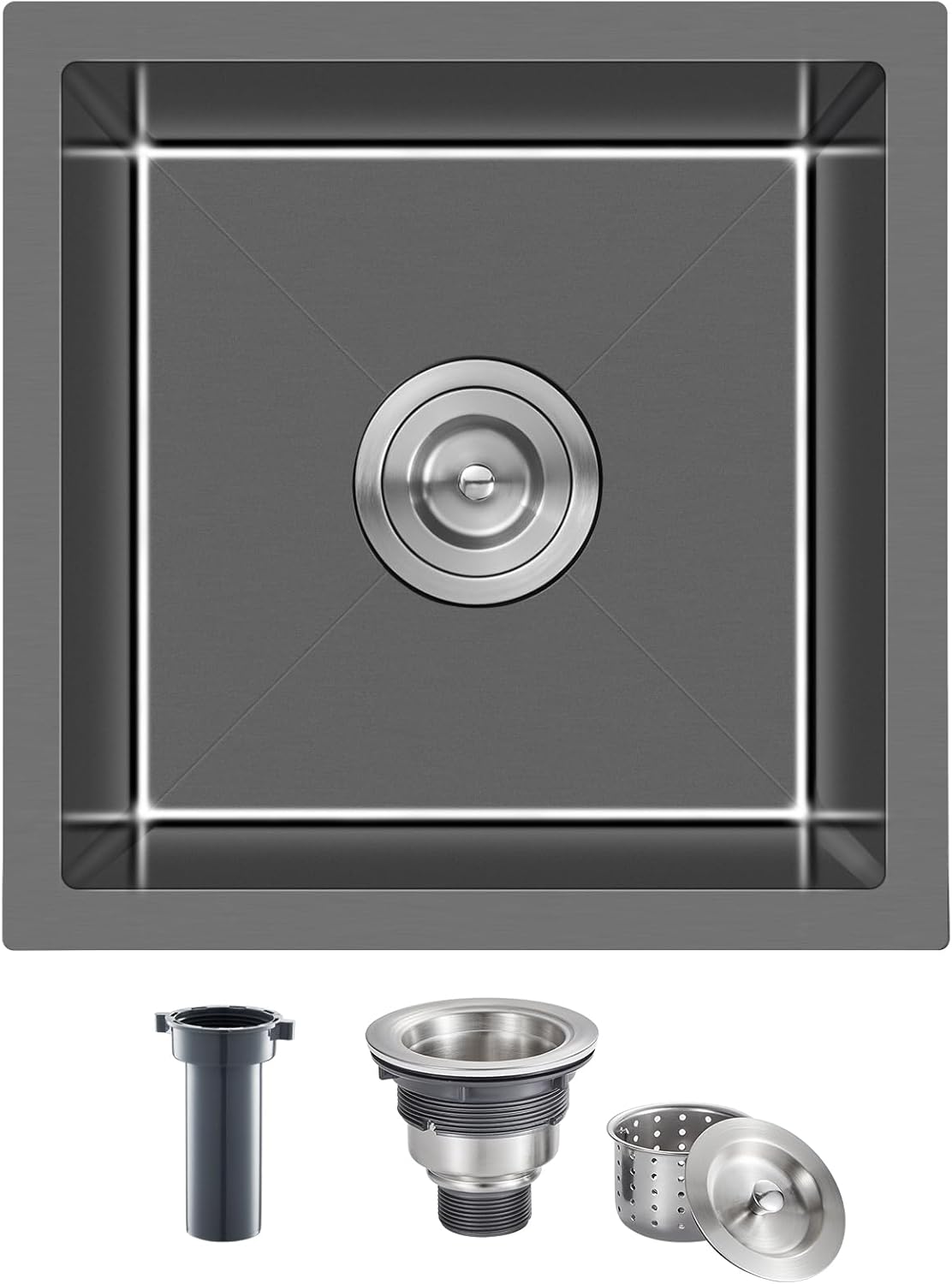 MENATT 20-inch Undermount Kitchen Sink, SUS304 Stainless Steel Handmade Single Bowl Kitchen Sink with Sink Strainer (Brushed), 20"x16"x9"
