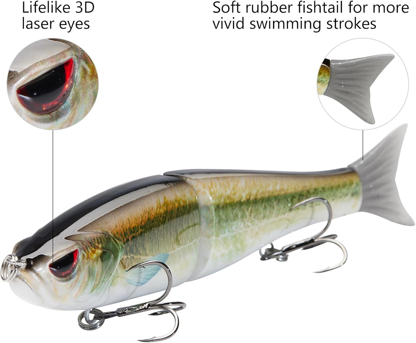 Bassdash SwimShad Glide Baits Jointed Swimbait Bass Pike Salmon Trout Muskie Fishing Lure