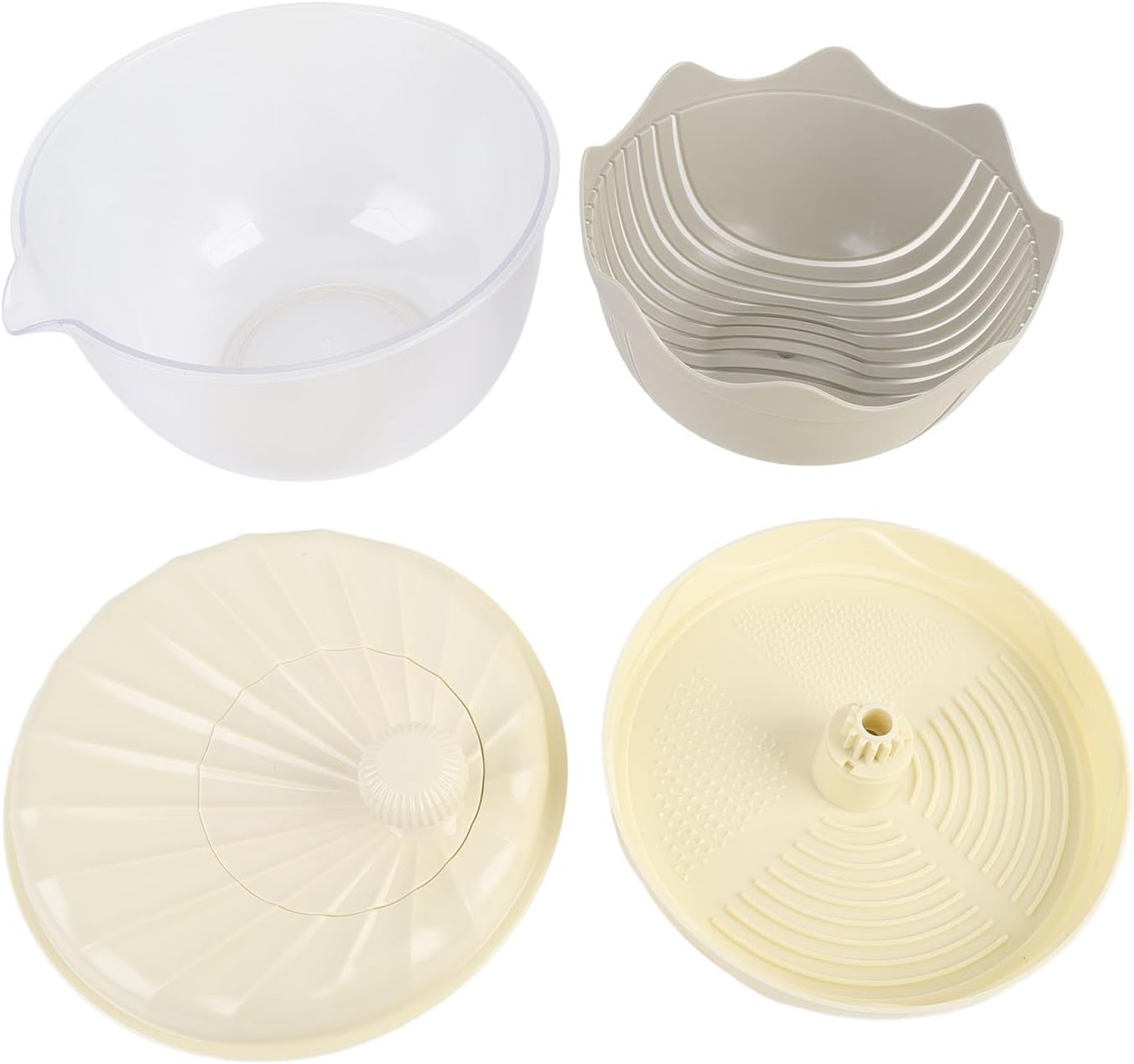 Yosoo Salad Spinner Efficient Multifunctional Vegetable Washer and Salad Chopper for Home Kitchen (Beige)