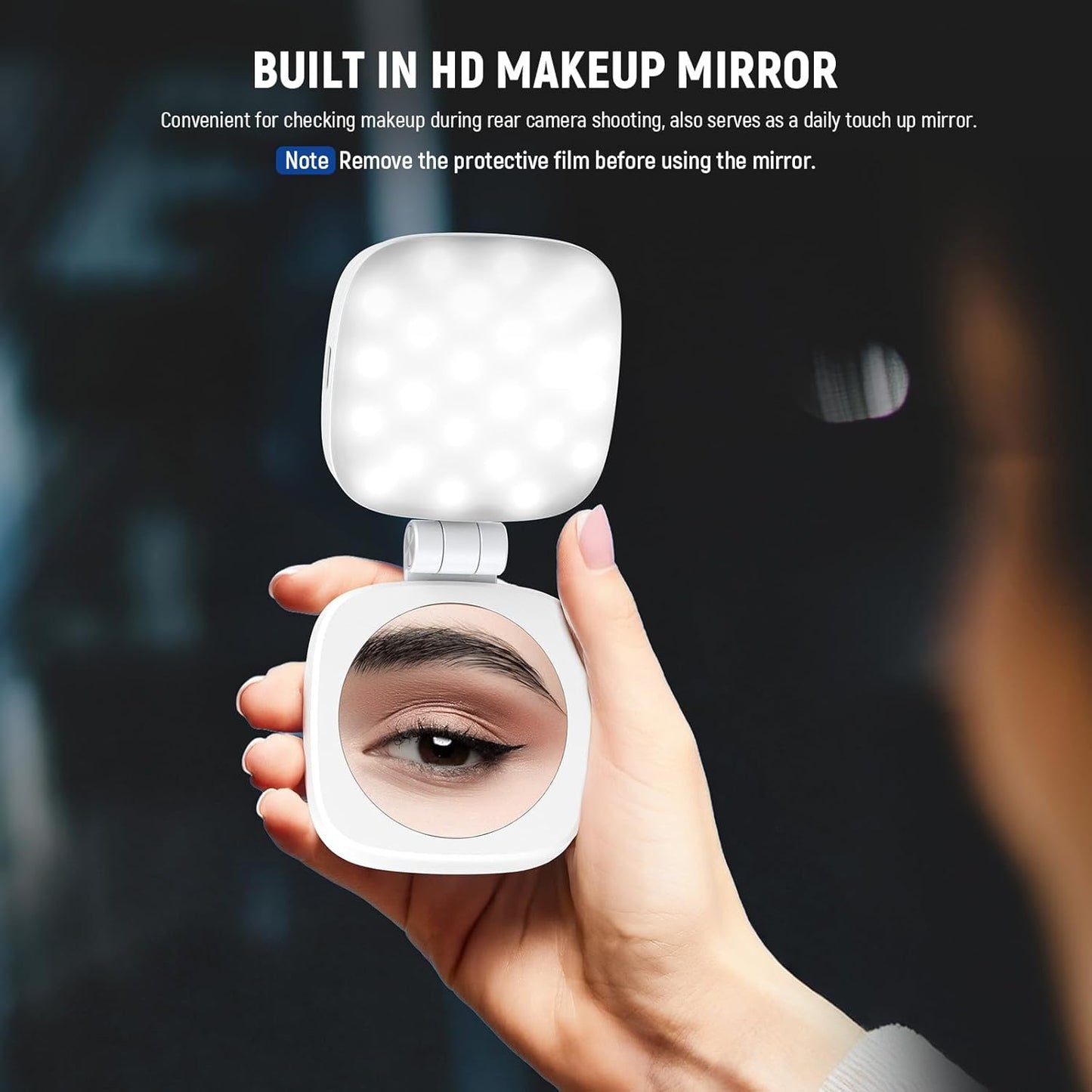 NEEWER BASICS Magnetic Selfie Light Compatible with MagSafe iPhone,CRI95 700lx/0.3m Folding LED Phone Fill Ring Lighting with Mirror for Zoom Makeup Photography Recording Video Conference, Black NL48B
