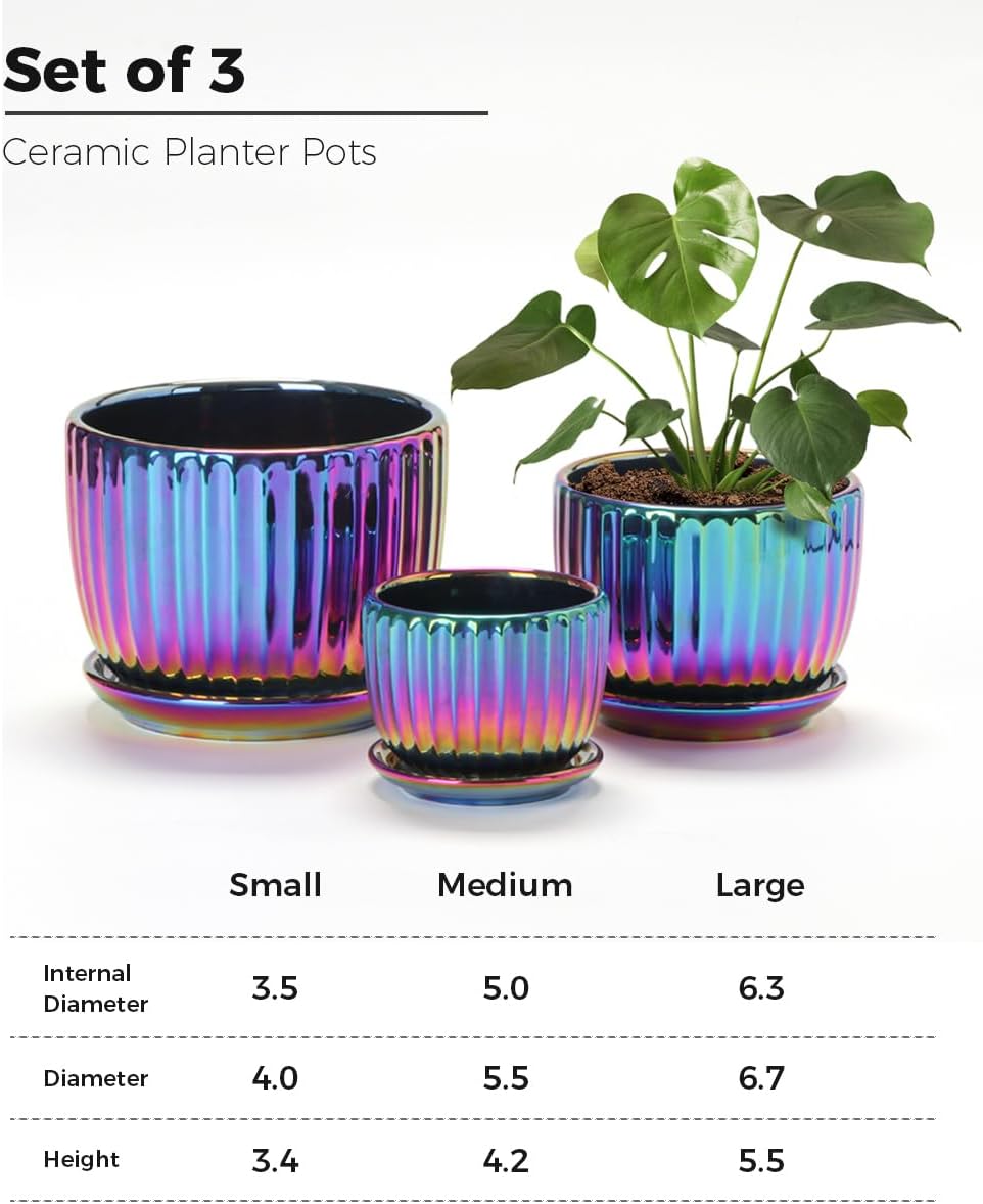 Purilite Select 3-Piece Ceramic Indoor Planter Set