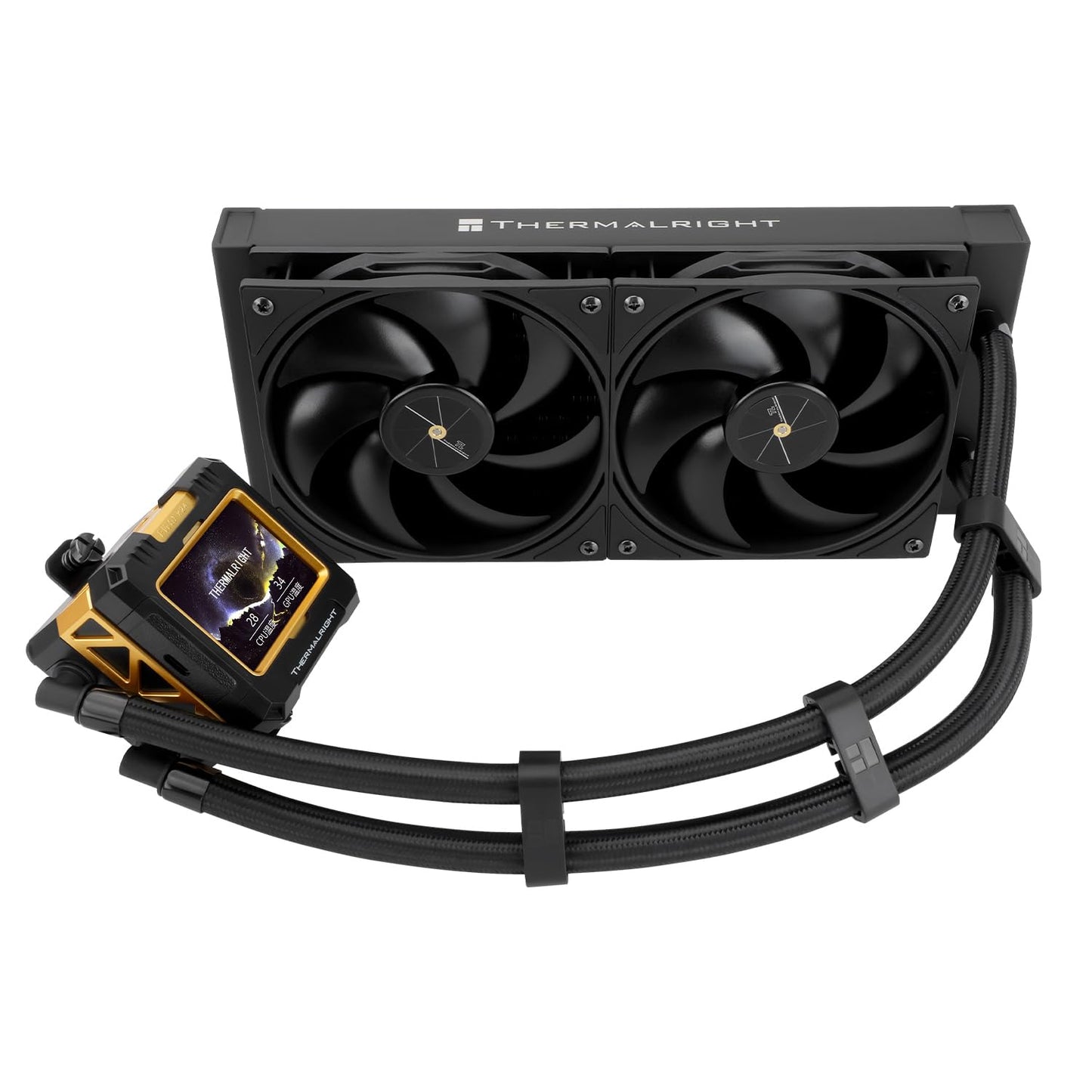Thermalright FW 360 Black ARGB-360mm AIO CPU Liquid Cooler,IPS LCD Screen with 320 * 240 Resolution,for AM5/Intel LGA1700,‘2.4 inch’Magnet-Absorbent LCD Screen for Images -Black