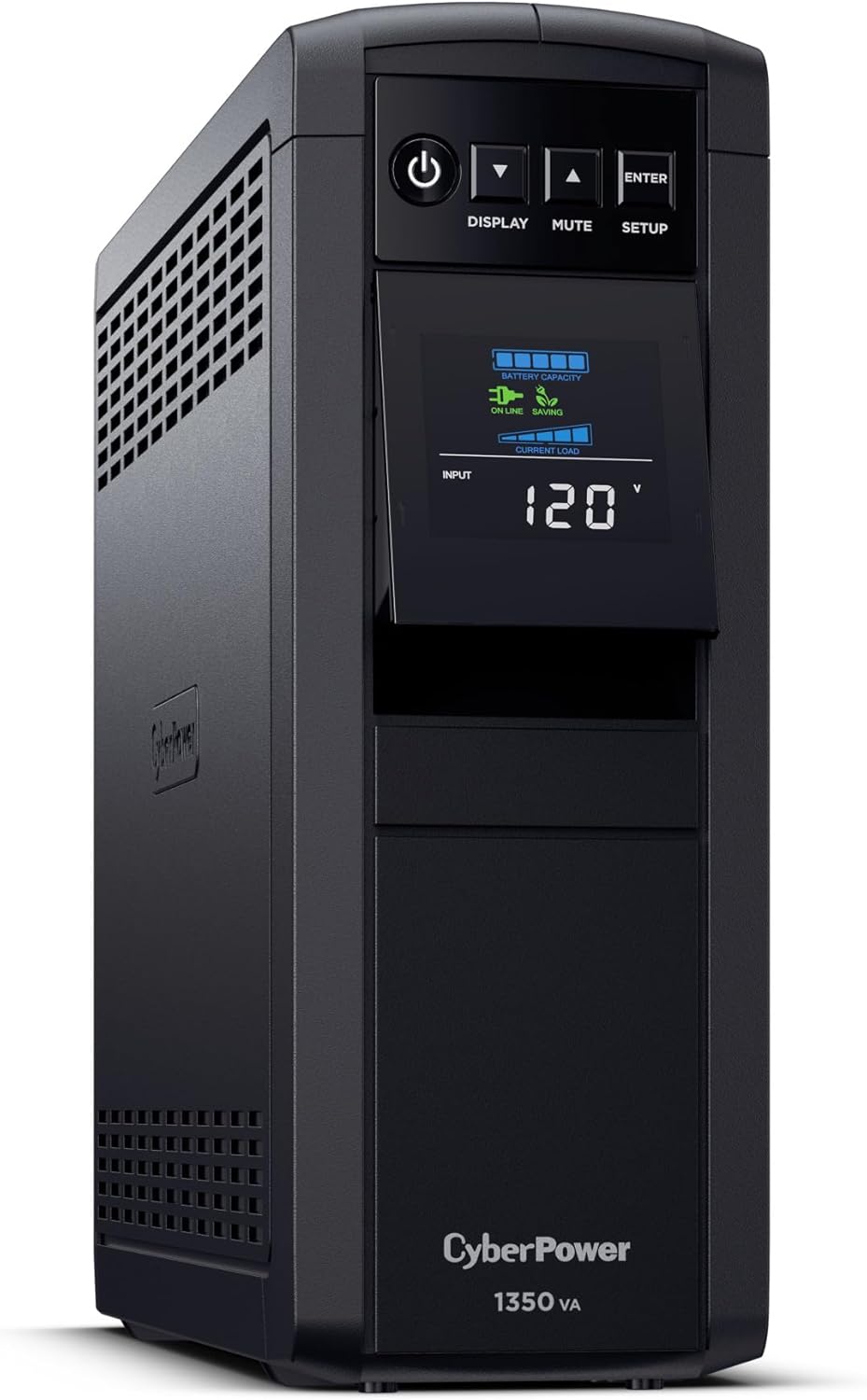 CyberPower CP1500PFCLCD PFC Sinewave UPS System, 1500VA/1000W, 12 Outlets, AVR, Mini Tower, Black