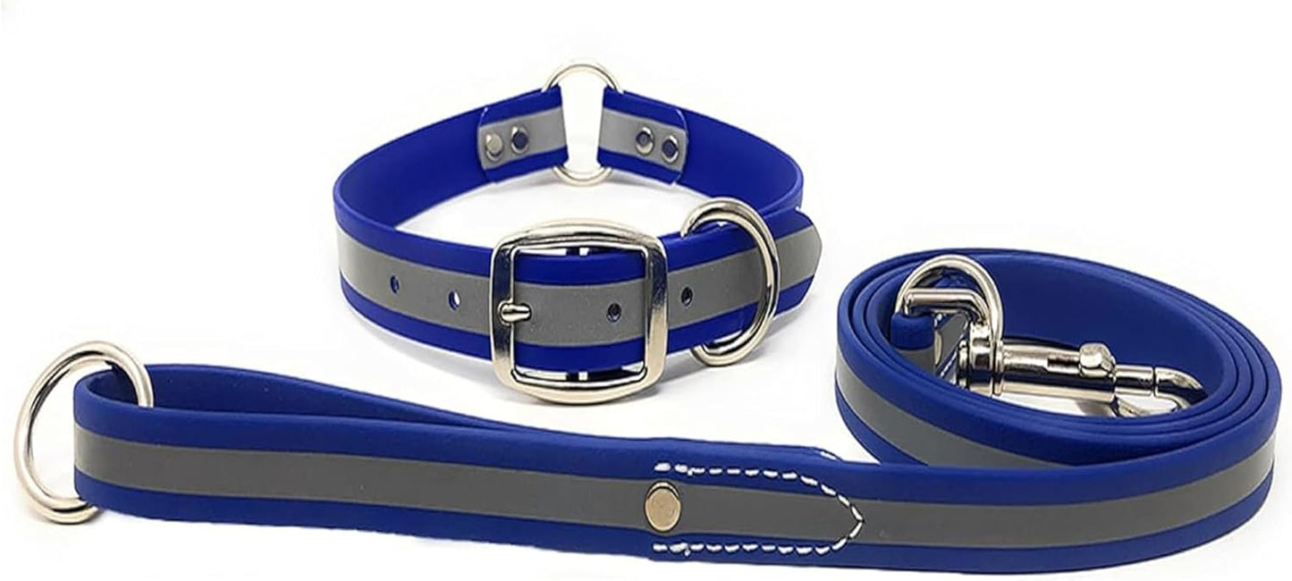 Regal Dog Products Large Pink Heavy Duty Reflective Dog Collar with Center Ring, Metal Buckle and D Ring | Anti-Odor Adjustable Biothane Waterproof Dog Collar | Other Sizes for Small & Medium Dogs