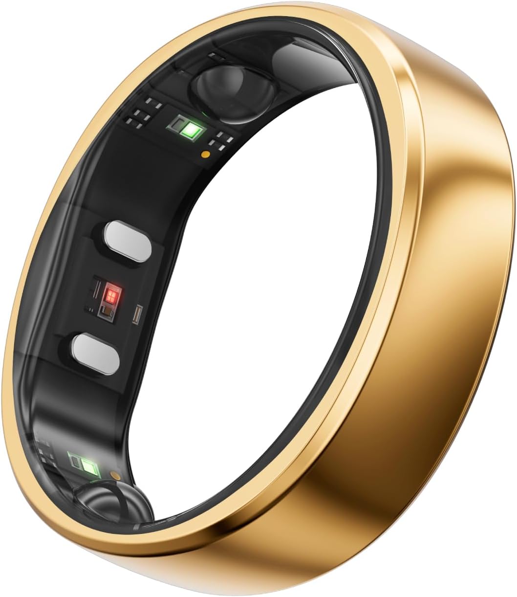RingConn Gen 2 Smart Ring, No App Subscription, Size First with Sizing Kit, 12-Day Battery Life, Stress/Women's Health Tracker, Compatible with Android & iOS (Black, Size 8)