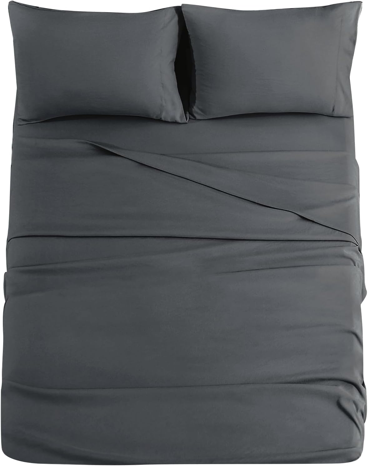 JOLLYVOGUE Queen Size Bed Sheet Set - 4 Piece Bed Sheets Set with Deep Pocket - Soft Breathable & Cooling - Resists Shrinkage & Fading Draps Queen - Easy Care (Dark Grey)