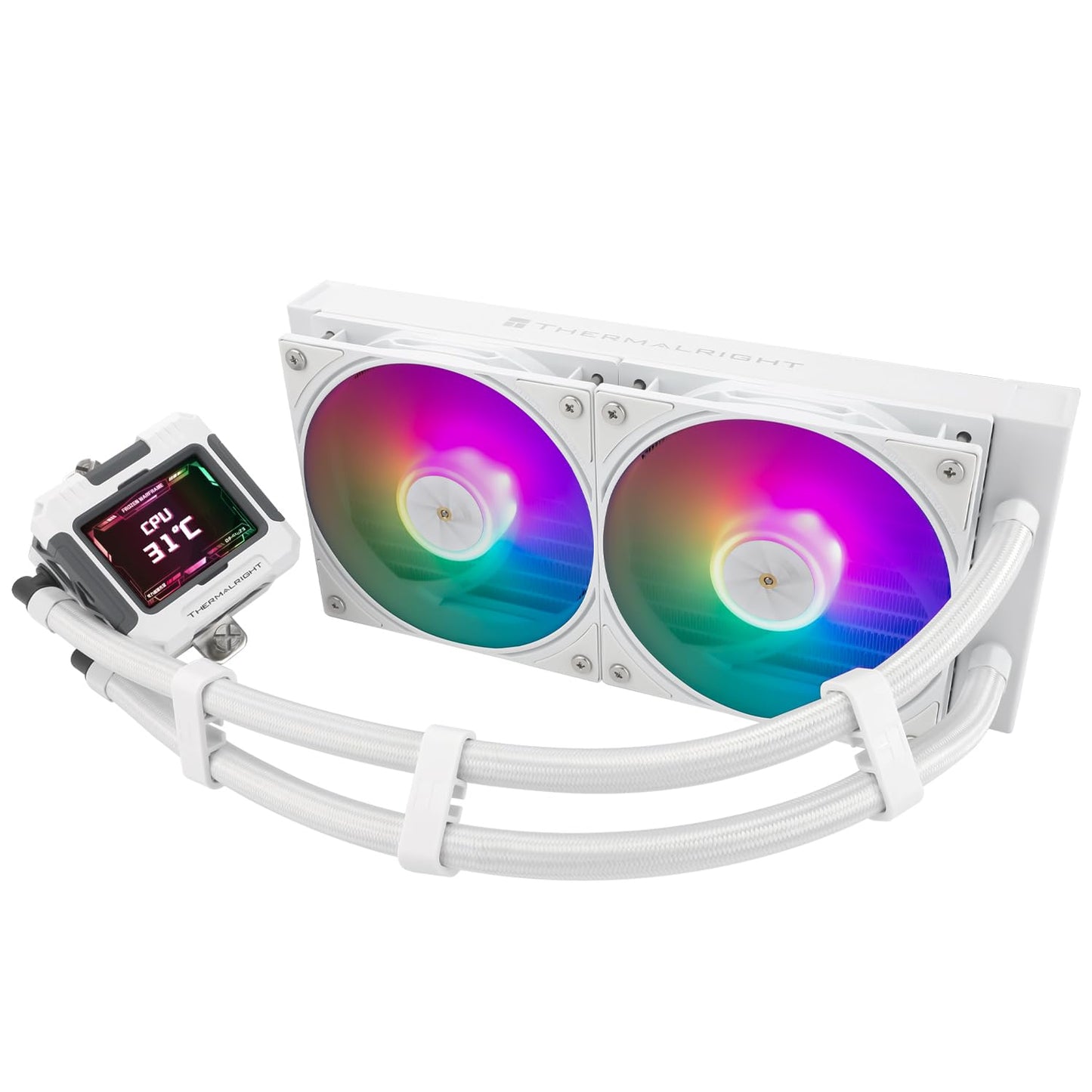 Thermalright FW 360 Black ARGB-360mm AIO CPU Liquid Cooler,IPS LCD Screen with 320 * 240 Resolution,for AM5/Intel LGA1700,‘2.4 inch’Magnet-Absorbent LCD Screen for Images -Black