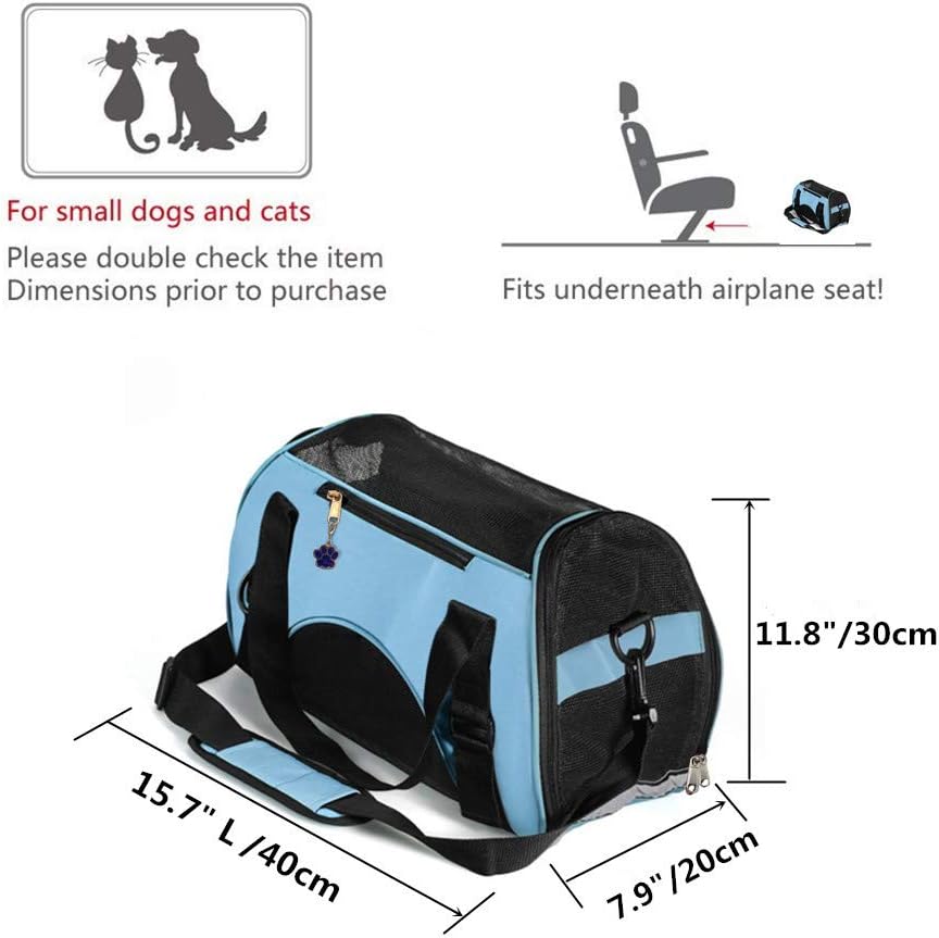 ZaneSun Cat Carrier,Soft-Sided Pet Travel Carrier for Cats,Dogs Puppy Comfort Portable Foldable Pet Bag Airline Approved (Small Rosered)
