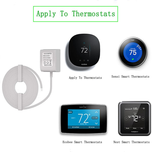 24V Doorbell Transformer 33FT Output Line for All Models of Ring Doorbells, Nest, Honeywell, Ecobee, Arlo, Wyze, Eufy (White),Reliable Power Supply for Smart Thermostats and Video Doorbells - PuriLite
