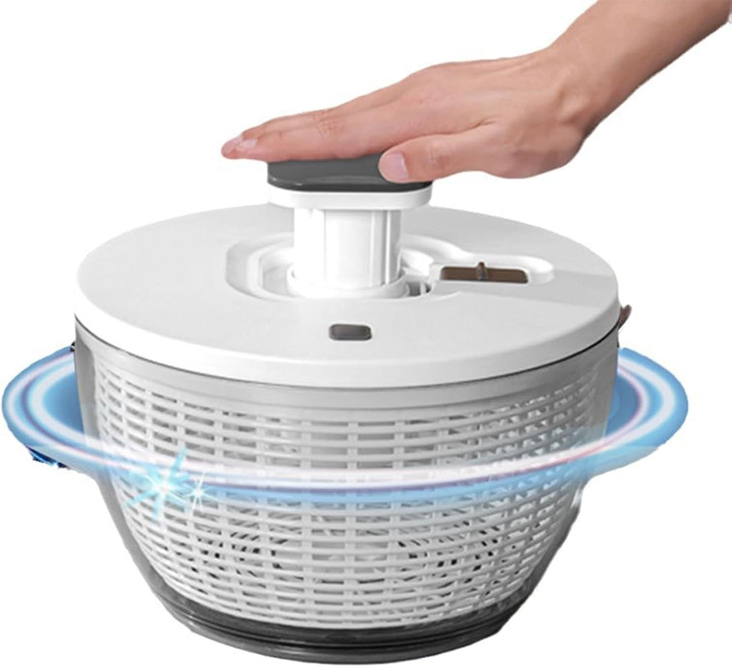 Manual Hand Powered Salad Spinner with Storage Lid and Colander Bowl Vegetable Dehydrator with Drain Basket