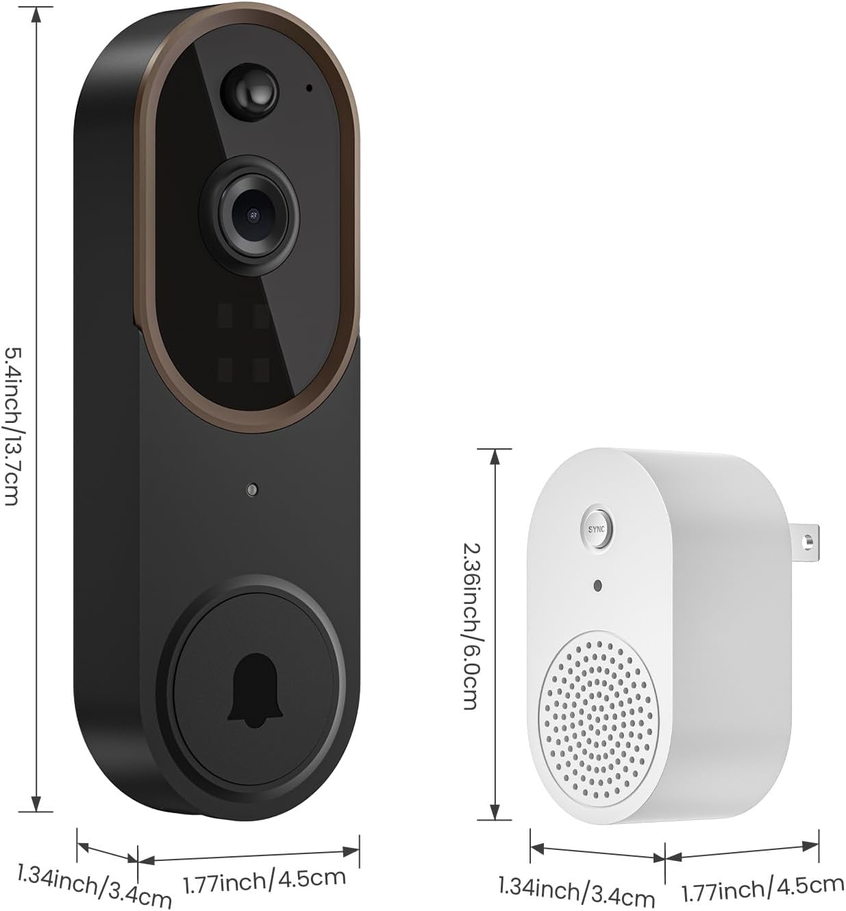Occuwave 1080P Video Doorbell Camera Wireless with Chime Ringer, Cloud Storage, Live Image, 2-Way Audio, Night Vision, 2.4Ghz WiFi, Indoor Surveillance, Real-Time Alert (Brown+Black)