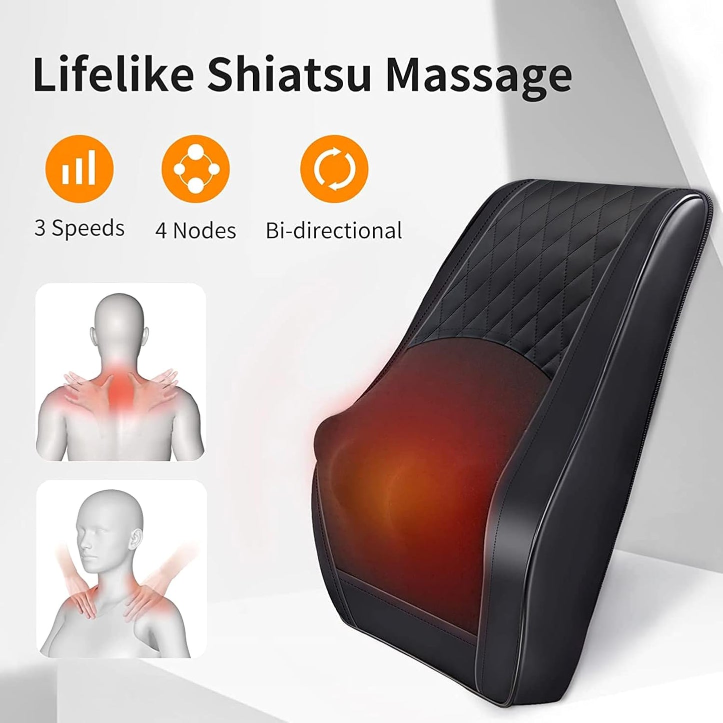 Boriwat Back Massager Neck Shoulder Massager with Heat, Shiatsu Massage Pillow for Pain Relief, Masseur for Neck, Back, Shoulder and Leg, Gifts for Men Women Mom Dad, Stress Relax at Home and Office