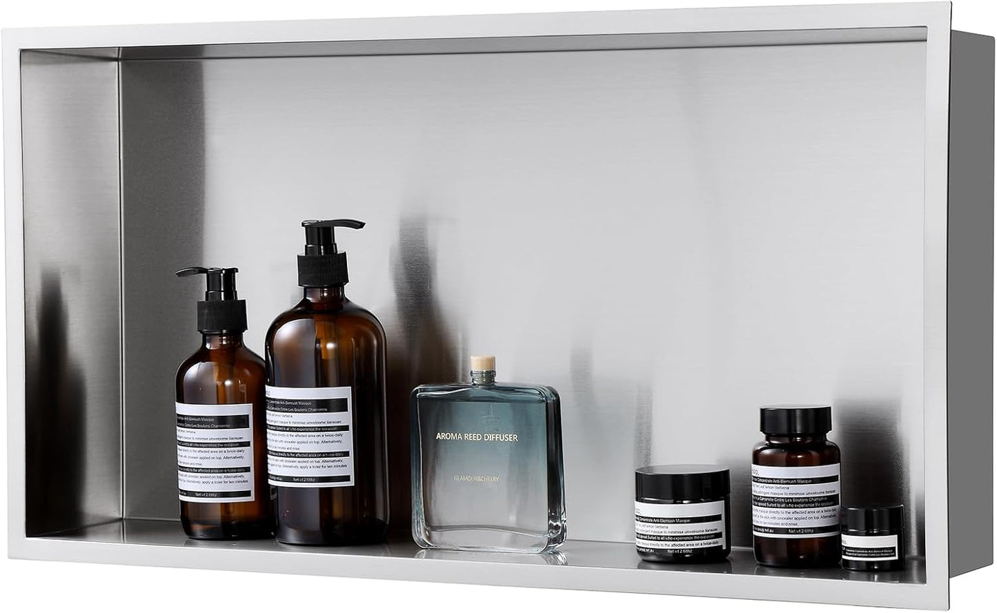 MENATT No Tile Shower Niche, Stainless Steel Wall Niche 13"X19"(Inner Size 12"X18"), Two-Tier Bathroom Shelf, NO Tile Needed Recessed Niche Shower for Bathroom Storage, Black
