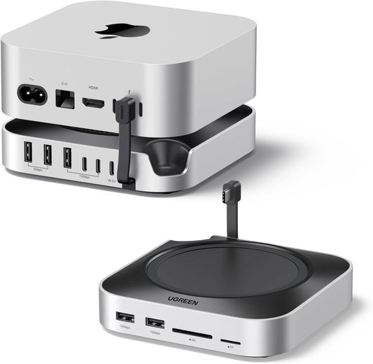 UGREEN Mac mini M4 Dock & Stand with NVMe SSD Enclosure, Docking Station with 3*USB A 3.2, 2*USB A 3.0, 2*USB C 3.2 10Gbps, SD/TF 170MB/s, USB C Hub Compatible with Mac mini M4 Pro - PuriLite