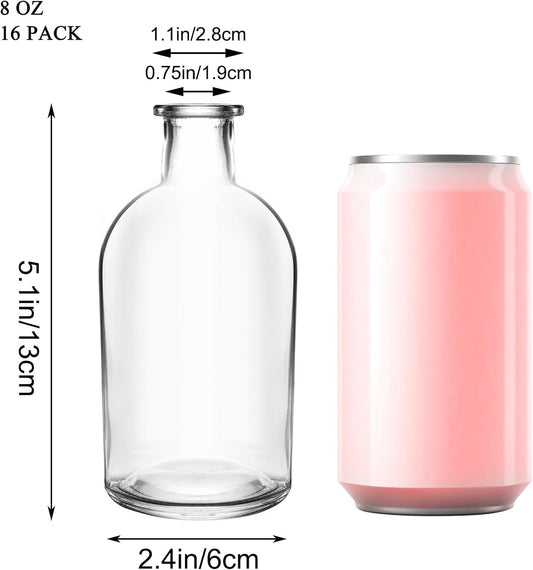 YOUEON 16 Pack Living Bud Vases, Clear Glass Flower Vase, 8 Oz Decorative Glass Bottles, Glass Vase, Centerpiece for Home Decor Centerpieces, Office Table Decor, Wedding Reception, Vintage Look - PuriLite