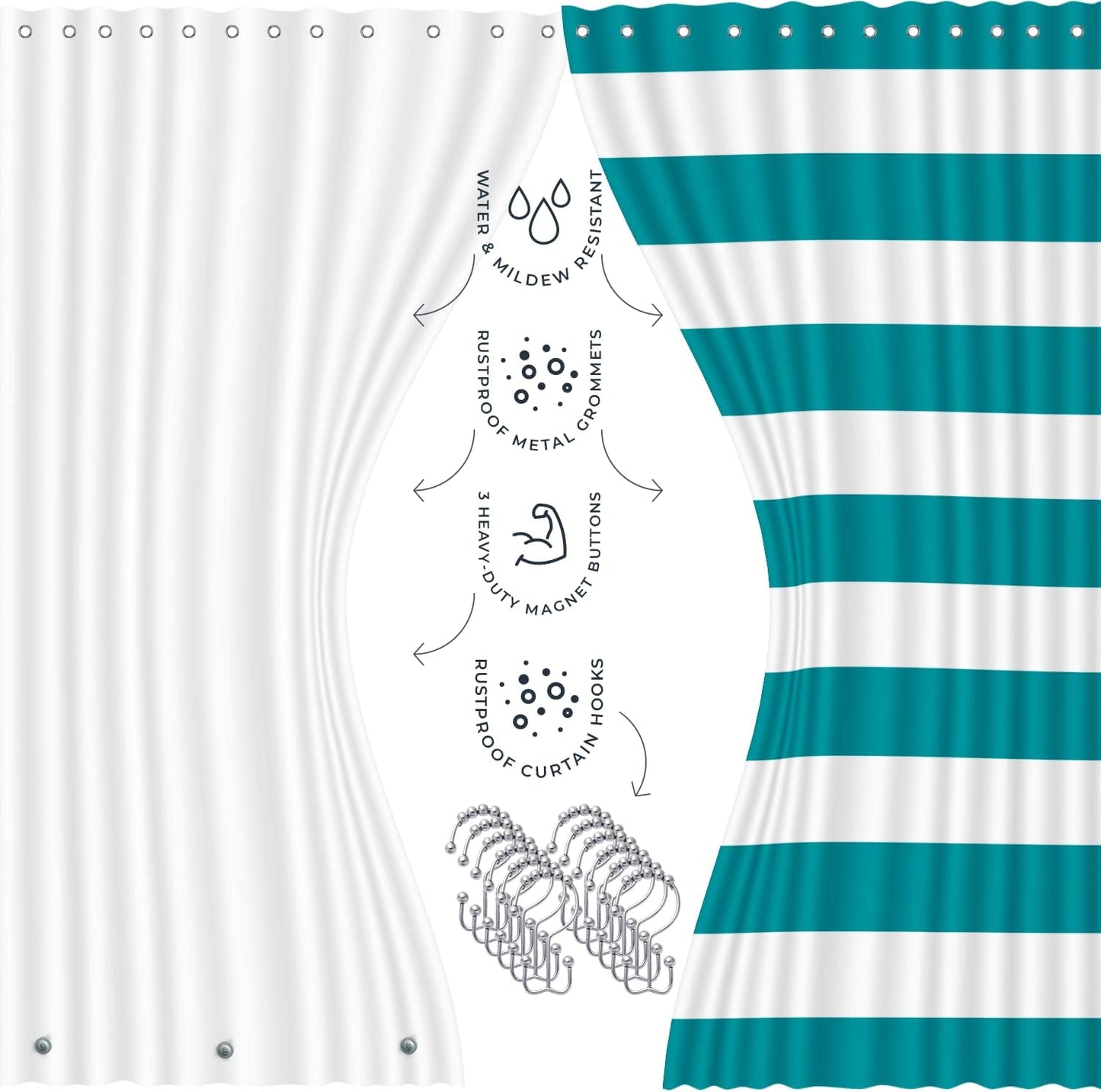 Clara Clark Bathroom Set - Gray Bathroom Accessories Set, Bathroom Sets with Shower Curtain and Rugs, 23PC Shower Curtain Set with Liner, Soap Dispenser, Soap Dish, Toilet Brush Holder, and Trash Can