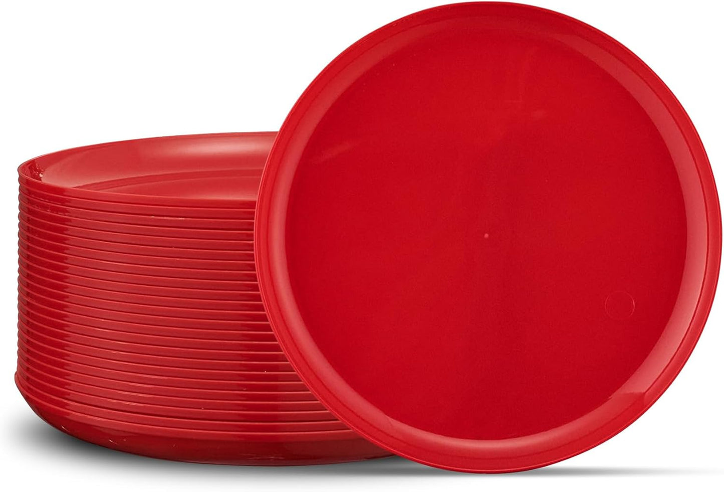PLASTICPRO [30 Pack 10.7'' Christmass Green Plastic Party Plates Edge Collection Premium heavyweight Elegant Disposable Tableware Dishes