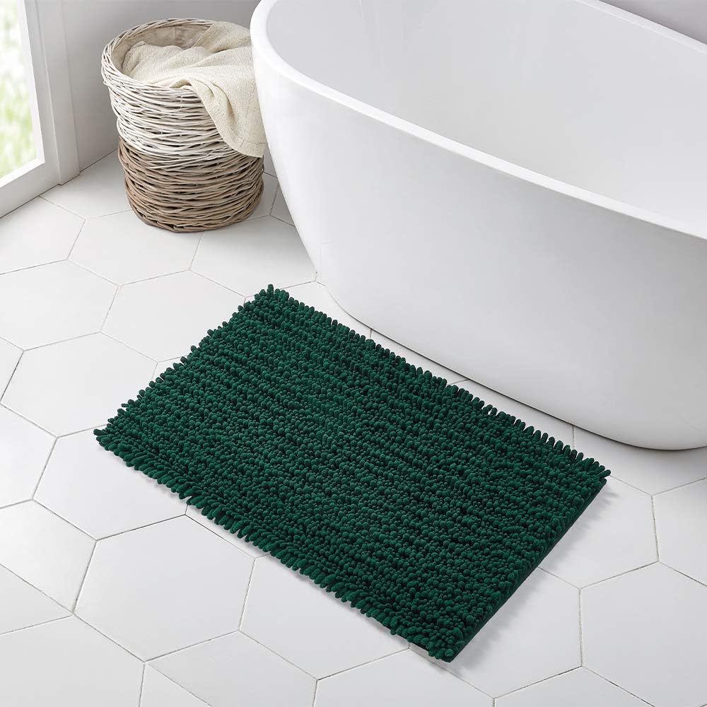 Walensee Bathroom Rug Non Slip Bath Mat (24x17 Inch Blush) Water Absorbent Super Soft Shaggy Chenille Machine Washable Dry Extra Thick Perfect Absorbant Best Small Plush Carpet for Shower Floor