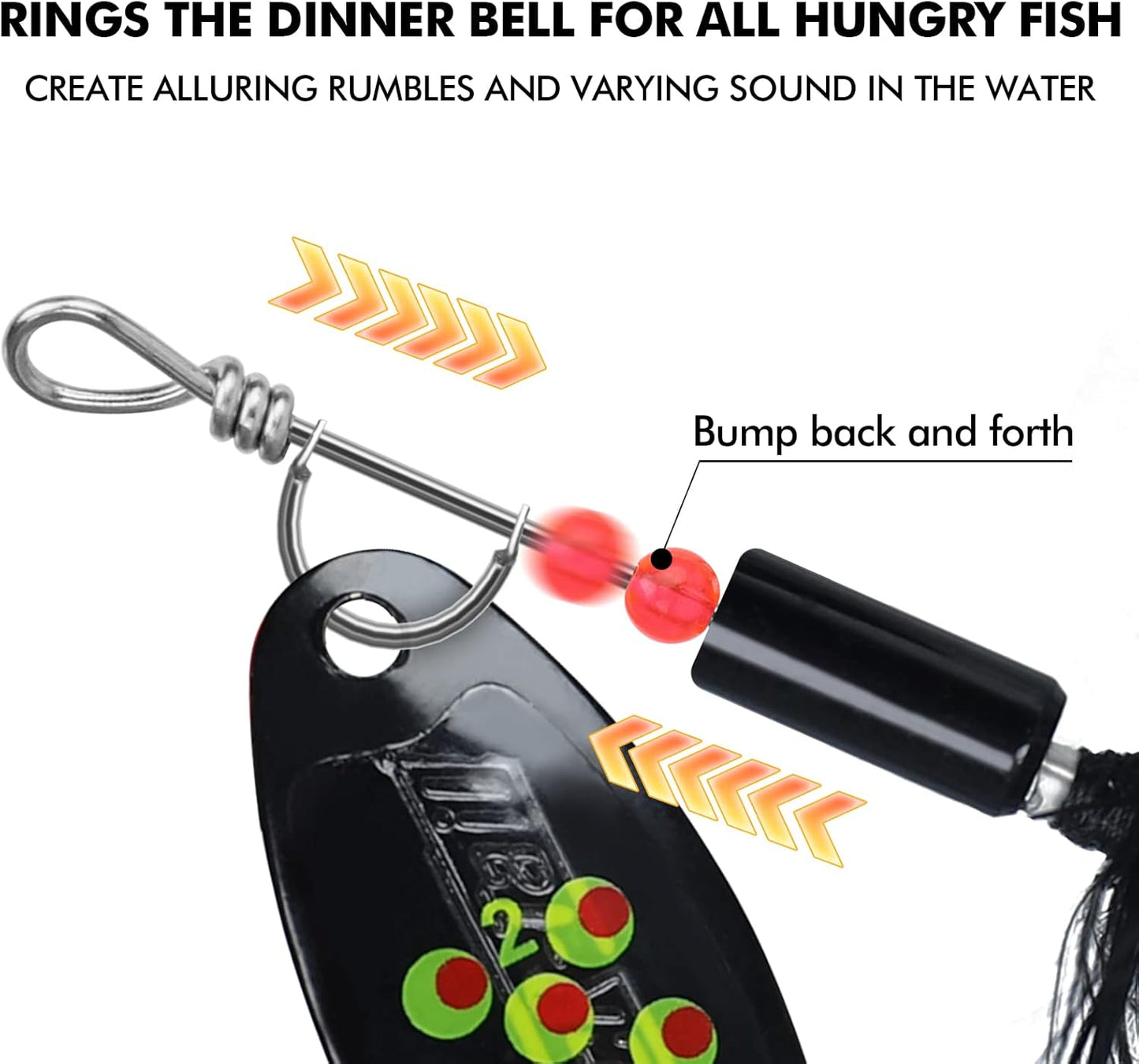 TRUSCEND Fishing Spinners with Unique Double Spoons, Nano-Plated Rooster Tail Fishing Lures with Copper Body & Blade, Great Action Blade Bait for Bass Trout Walleye, Freshwater Ice Fishing Jigs