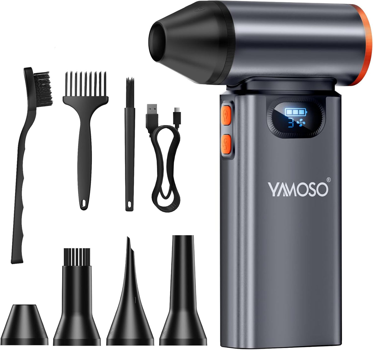Electric Compressed Air Duster – Cordless 4-Speed Mini Blower with 8000mAh Battery, LED & LCD Display, High-Speed 180,000RPM for PC, Keyboard, Car, Home, and Outdoor Cleaning - PuriLite