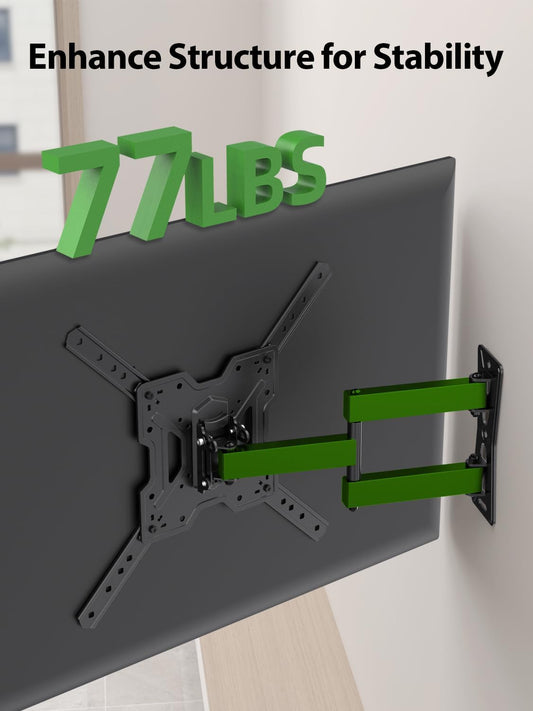 USX MOUNT Full Motion TV Wall Mount for 26-55 Inch TVs up to 77 Lbs, Articulating TV Mount with Perfect Center Design, Single Stud Wall Mount TV Bracket, Max VESA 400x400mm - PuriLite