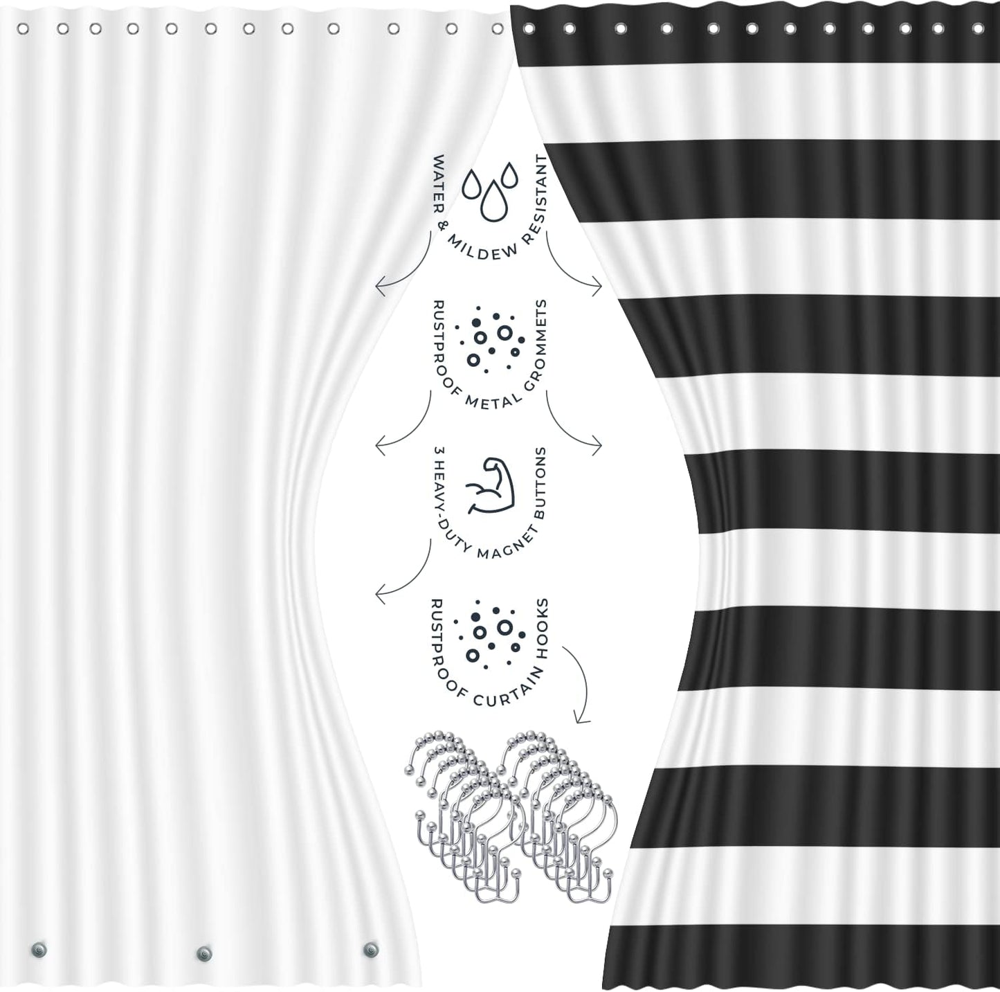 Clara Clark Bathroom Set - Gray Bathroom Accessories Set, Bathroom Sets with Shower Curtain and Rugs, 23PC Shower Curtain Set with Liner, Soap Dispenser, Soap Dish, Toilet Brush Holder, and Trash Can