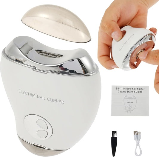 Electric Nail Clipper with Light and 3 Speeds Portable Automatic Baby Nail Clippers with Nail Scraps Storage Rechargeable Nail Cutter Safety Fingernail Trimmer for Kids Adults Seniors