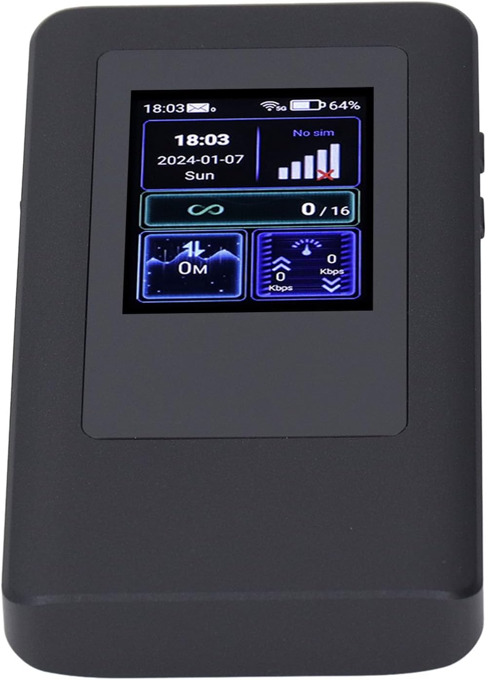 5G Wif 6 Portable Hotspot, 2.4GHz 5.8GHz 2.4 Inch LCD Screen, 16 Devices Simultaneous Connection, IP54 Waterproof, 4000mAh Battery, Nano SIM Card Slot, for Travel