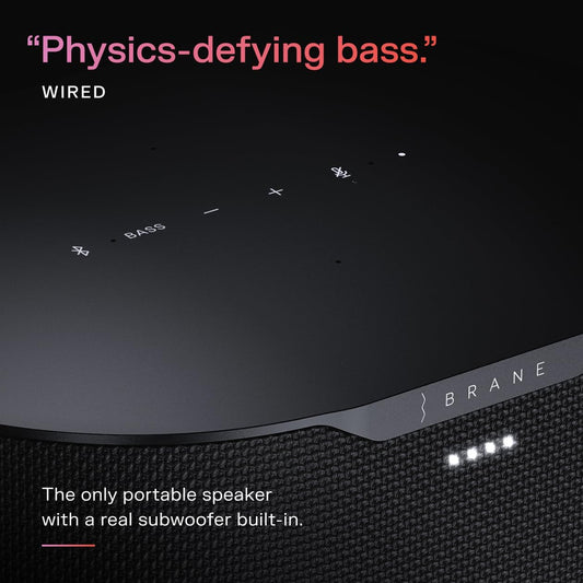 Brane Audio Brane X Smart Speaker, Portable Wireless Bluetooth Speaker, Internal RAD Subwoofer, 12 Hrs Playback, Waterproof IP57 - PuriLite