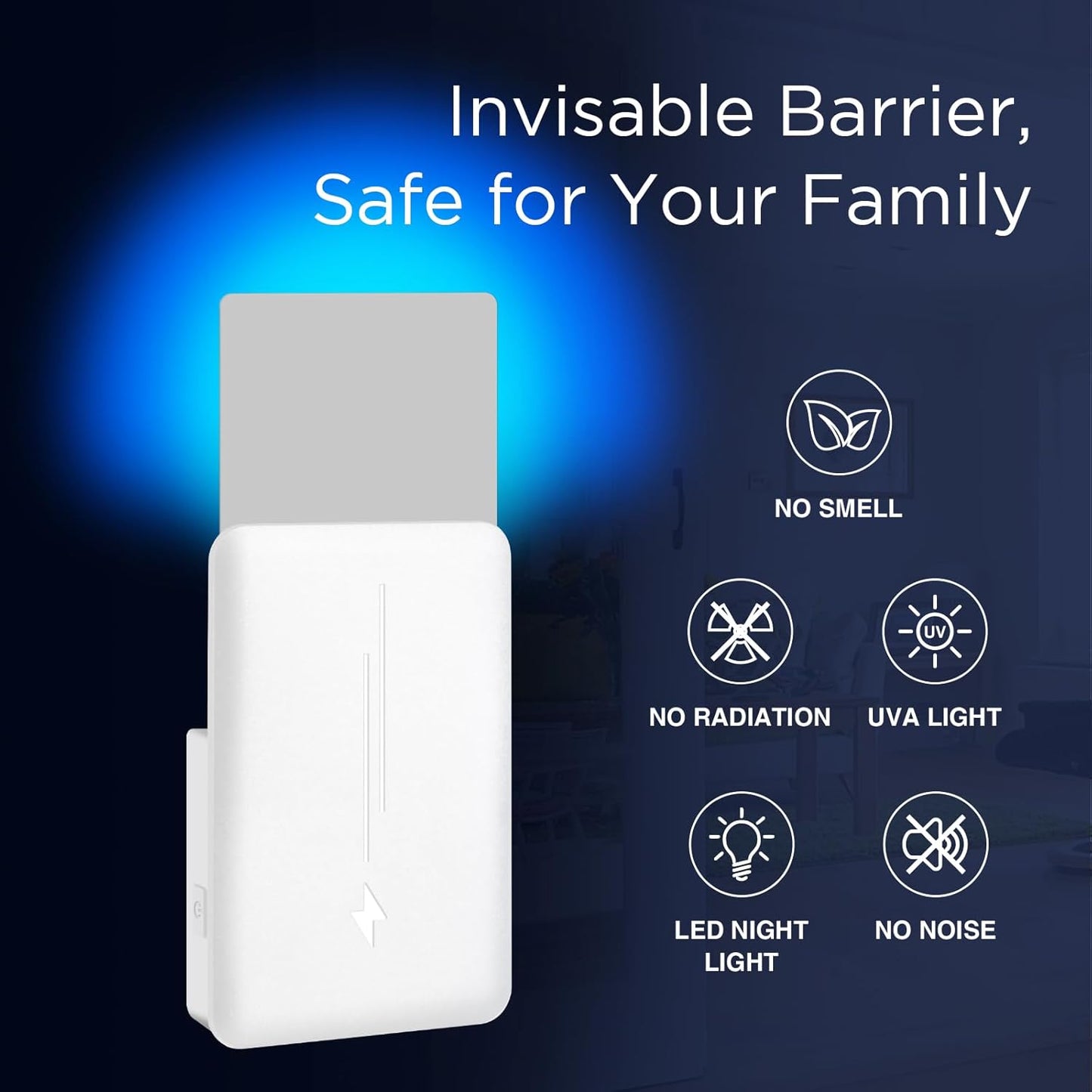 Flying Insect Trap Plug-in Mosquito Killer Indoor Gnat Moth Catcher Fly Tapper with Night Light UV Attractant Catcher for Home Office White-1PACK (1 Device+5 Refills)