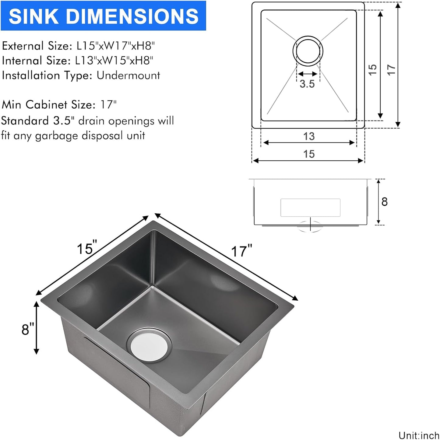 MENATT 20-inch Undermount Kitchen Sink, SUS304 Stainless Steel Handmade Single Bowl Kitchen Sink with Sink Strainer (Brushed), 20"x16"x9"
