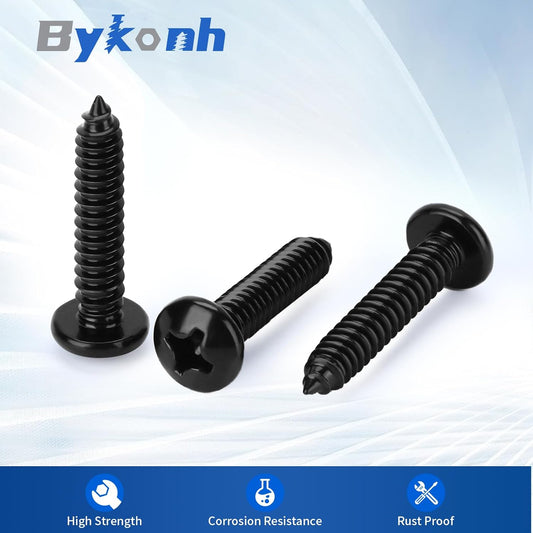 #8 x 2 Phillips Pan Head Self Tapping Screws Sheet Metal Wood Screws, Black Oxide, Stainless Steel 304, 50 PCS