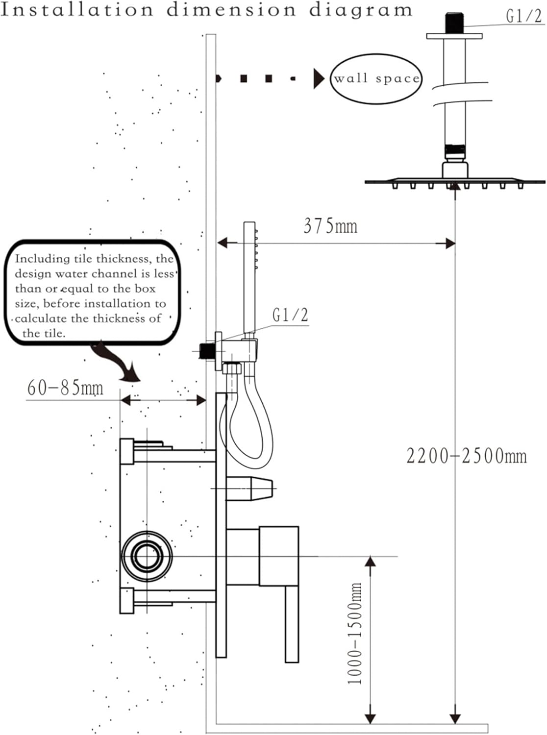Fransiton Shower System Rain Shower System Set Ceiling Mounted, Rainfall Shower Head with Handheld, Bathroom Shower Kit (Valve Included) (8" - Wall Mount, Matte Black)