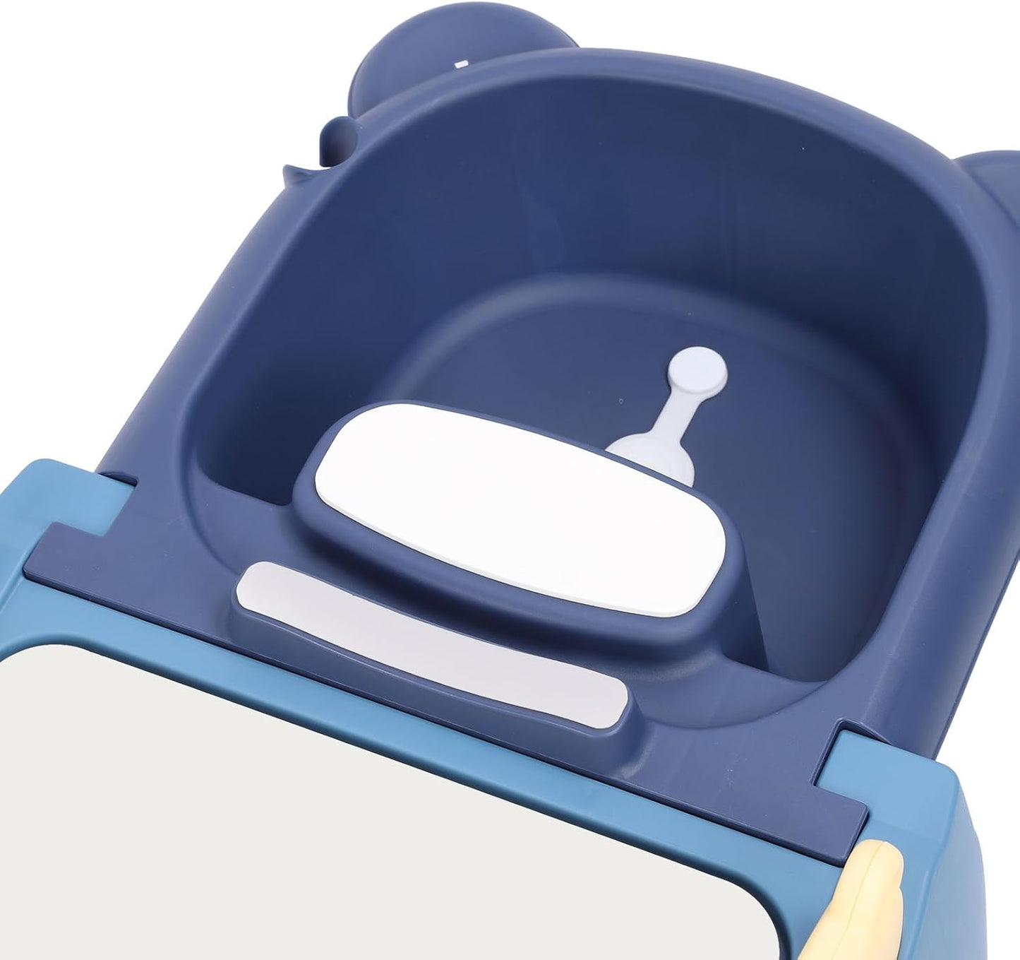 Foldable Baby Shampoo Chair, Adjustable Length Kids Hair Washing Bath Seat with Shampoo Basin and Head Cushion Soft Armrests, Non Slip Bath Chair for Children (Blue)
