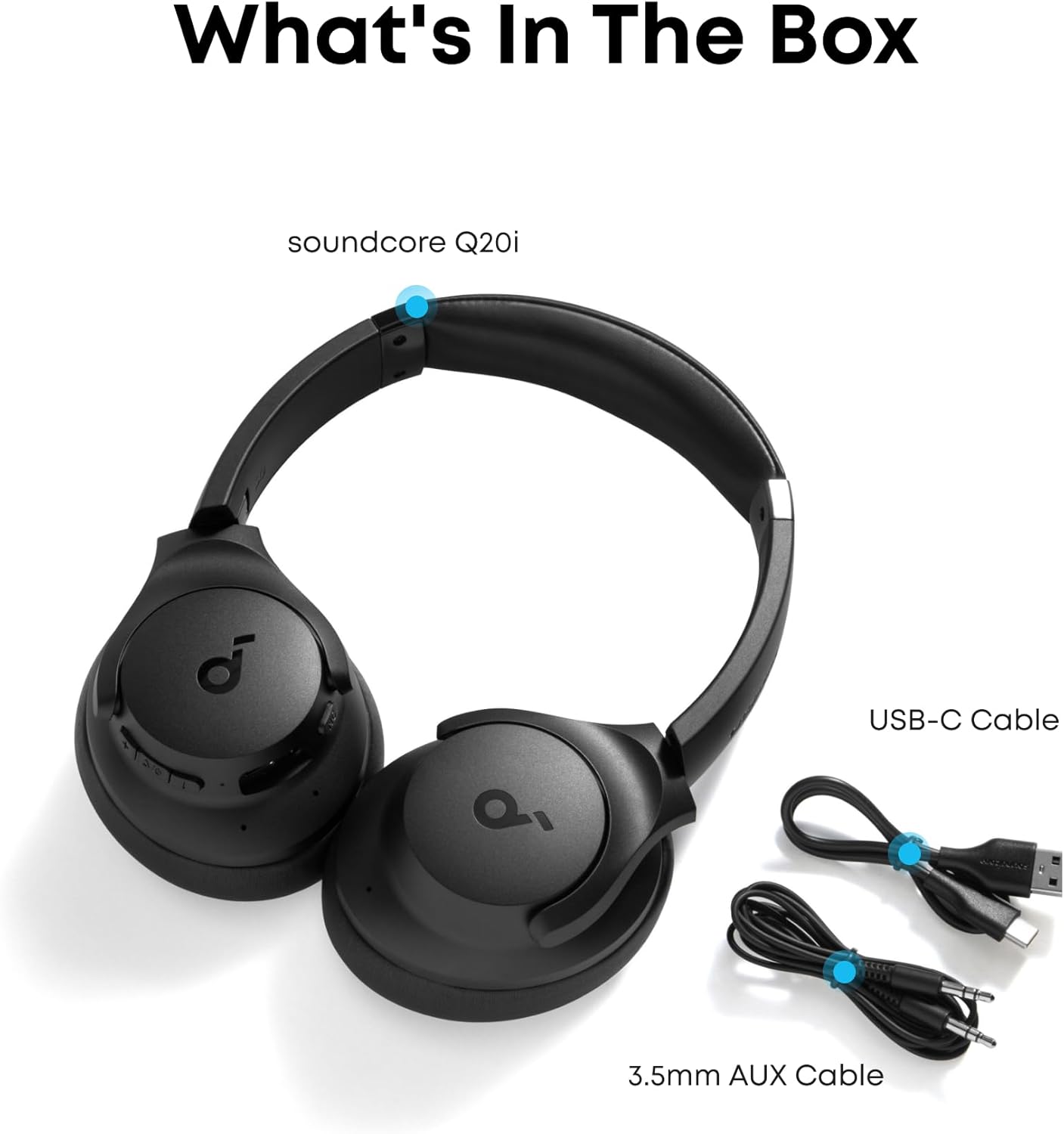 soundcore by Anker Q20i Hybrid Active Noise Cancelling Headphones, Wireless Over-Ear Bluetooth, 40H Long ANC Playtime, Hi-Res Audio, Big Bass, Customize via an App, Transparency Mode, Ideal for Travel