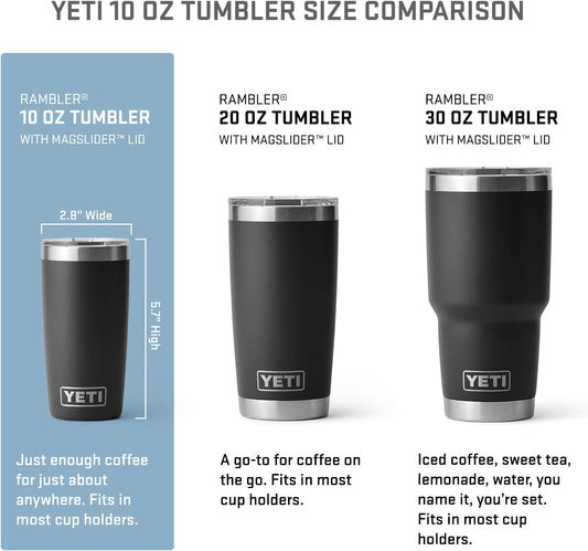 YETI Rambler 10 oz Tumbler, Stainless Steel, Vacuum Insulated with MagSlider Lid, White - PuriLite