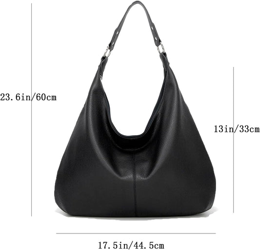Ashioup Hobo Bags for Women Soft PU Leather Shoulder Bag Vintage Slouchy Handbag with Zipper - PuriLite