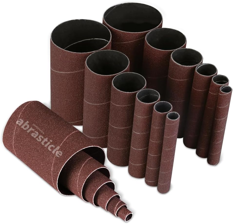 18 Pack Spindle Sander Sleeves, Sanding Sleeves for Oscillating Sander, 80 150 240 Assorted Grit Sandpaper, 4-1/2" Length, 1/2",3/4",1",1-1/2", 2", 3" Diameter