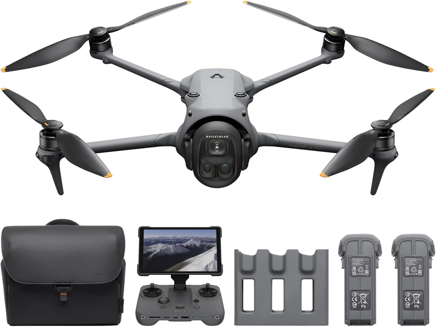 DJI Mavic 4 Pro Fly More Combo with DJI RC 2, Flagship Tri-Camera Drone with 100MP 4/3 CMOS Hasselblad Camera, 30km Video Transmission, 51-Min Max Flight Time, Charging Hub, and More