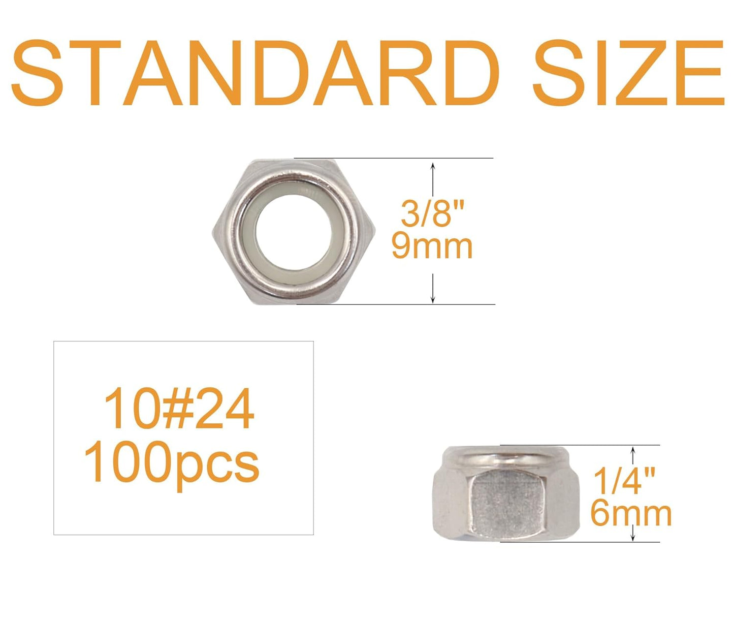 binifiMux 50pcs 1/4-20 Nylon Inserted Self Locking Nuts 304 Stainless Steel