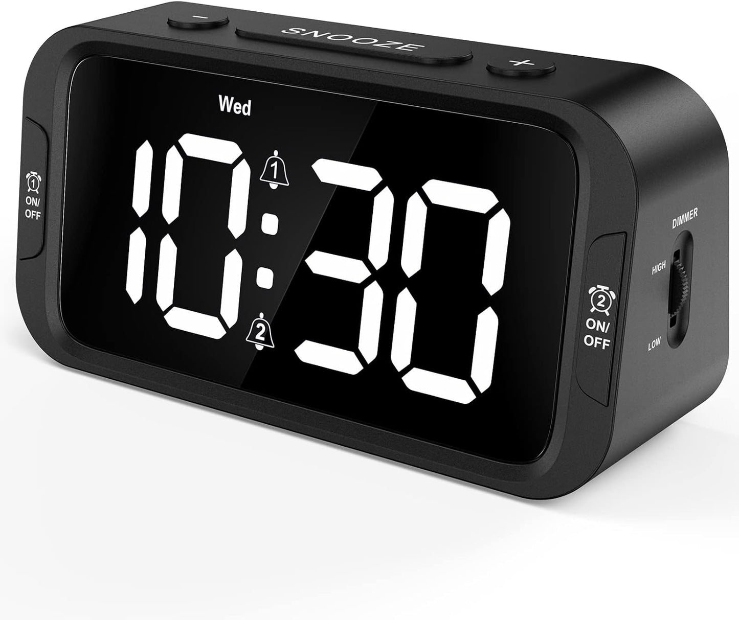 Odokee Digital Dual Alarm Clock for Bedroom, Easy to Set, 0-100% Dimmer, USB Charger, 5 Sounds Adjustable Volume, Weekday/Weekend Mode, Snooze, 12/24Hr, Battery Backup, Compact Clock for Bedside(Blue)