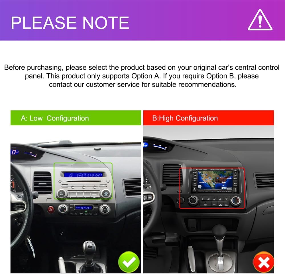 8 Core 6G 128G Android Car Stereo for Honda Civic 2006-2011 Wireless Carplay Android Auto, 10.1’’ Touchscreen Car Radio with Bluetooth GPS Navigation WiFi Mirror Link FM/RDS DSP AHD Backup Camera SWC