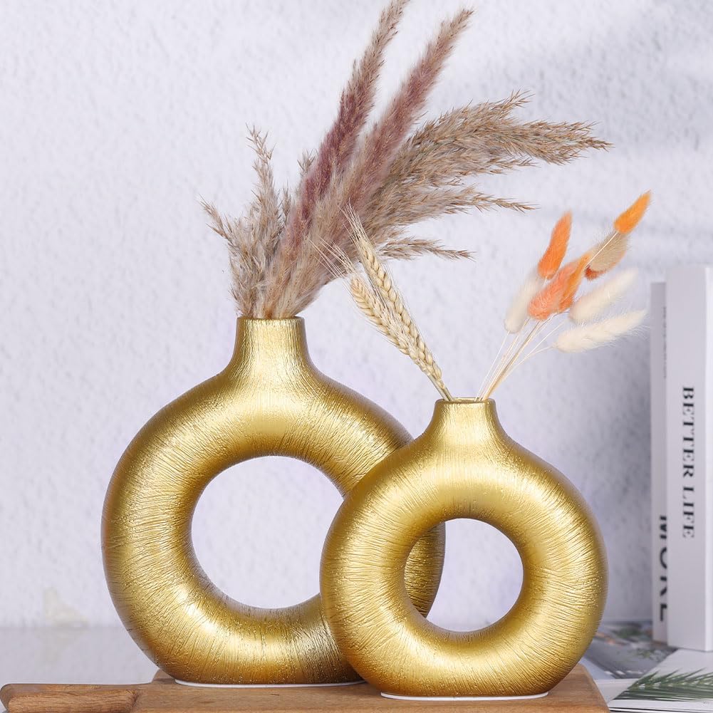 Purilite Select Gold Ceramic Vase Set of 2
