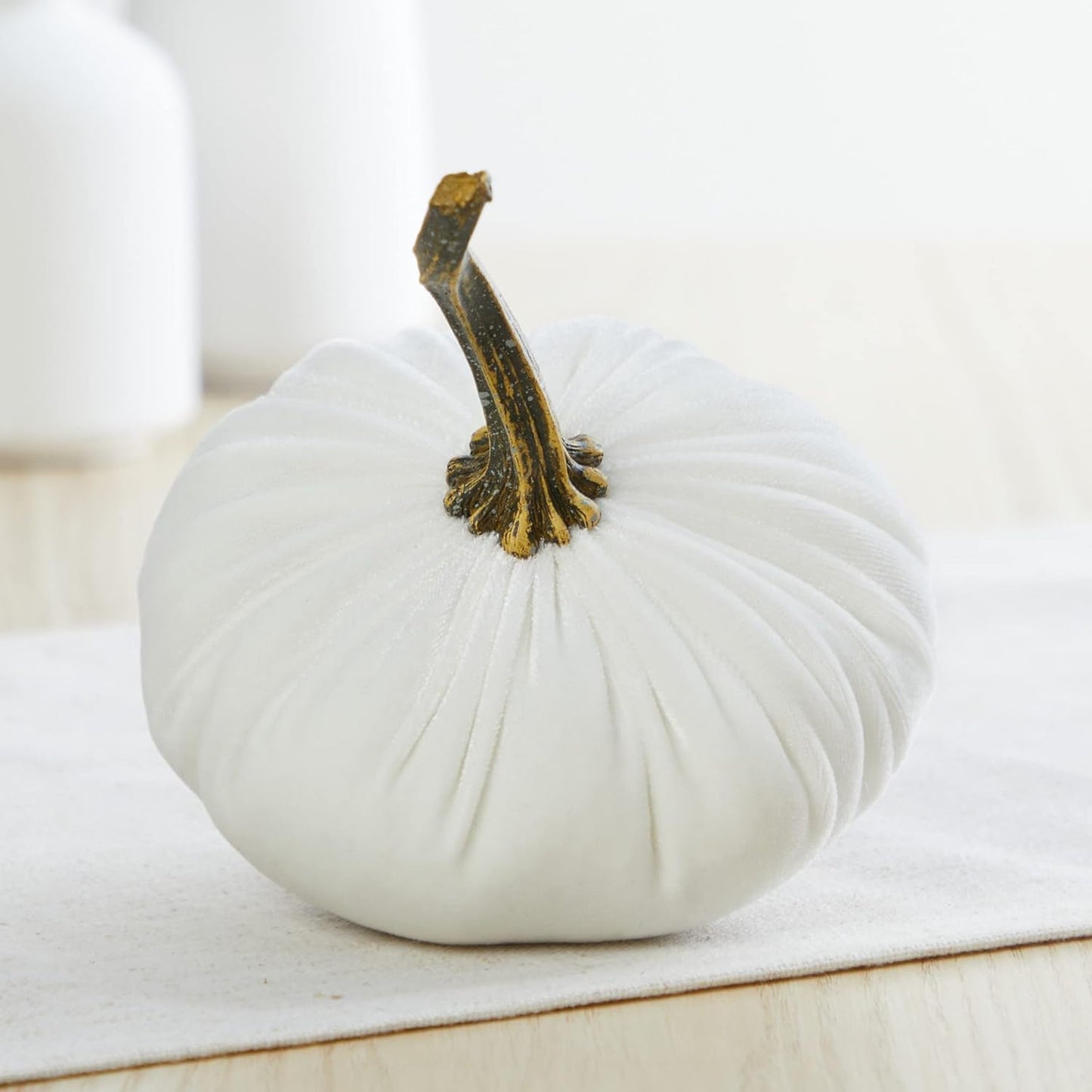 Velvet pumpkins set of 3 small, neutral home decor, fall tablescape, tiered tray centerpiece, elegant gift set for friend, Thanksgiving centerpiece, cozy autumn vibe, hygge home (Gray, Taupe, Ivory)