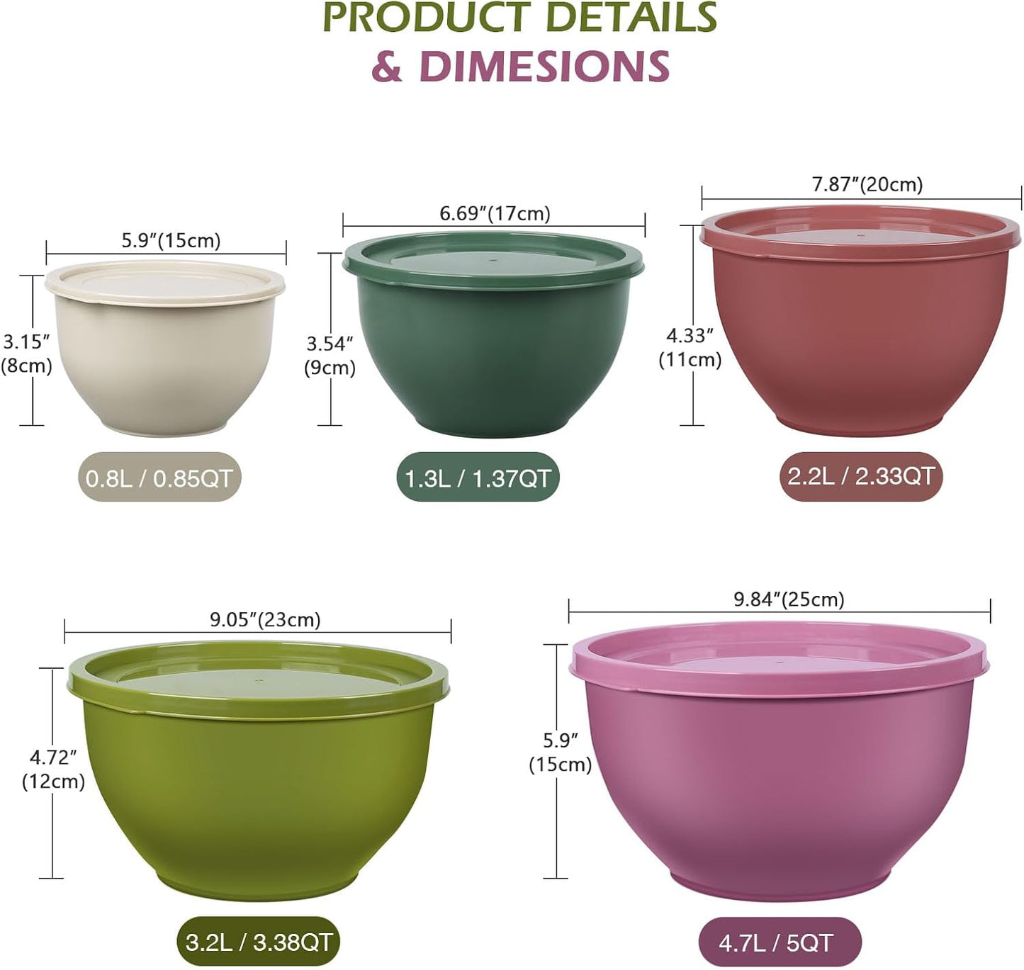 Purilite Select Plastic Mixing Bowl Set