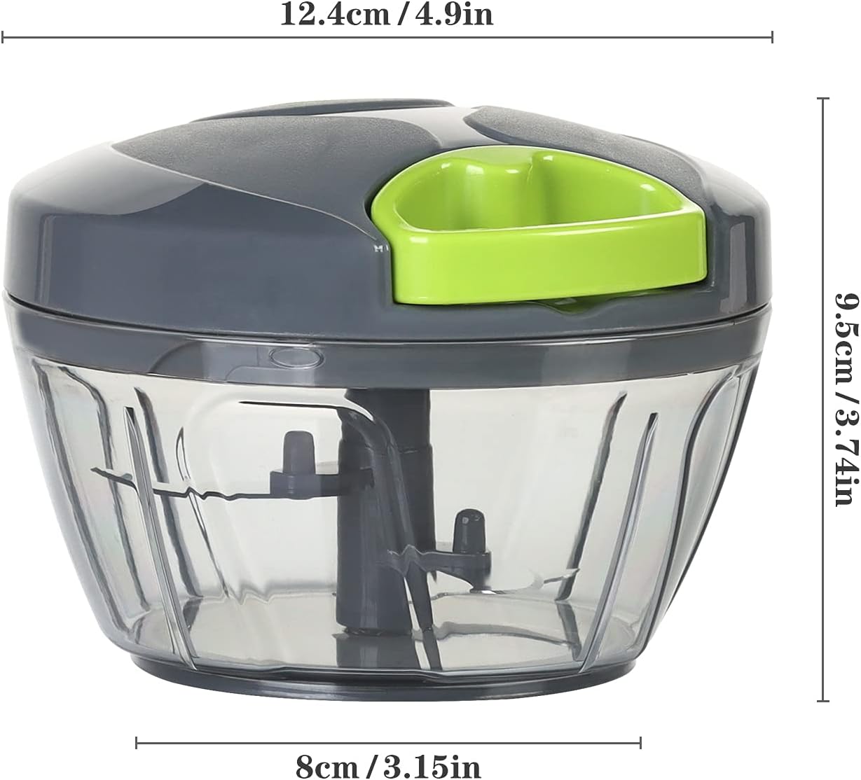 Cambom Manual Food Chopper Vegetable Cutter, Hand String Vegetable Chopper Onions Cutter for Vegetable Fruits Nuts BPA Free Food Safe Material, 550ml Gray
